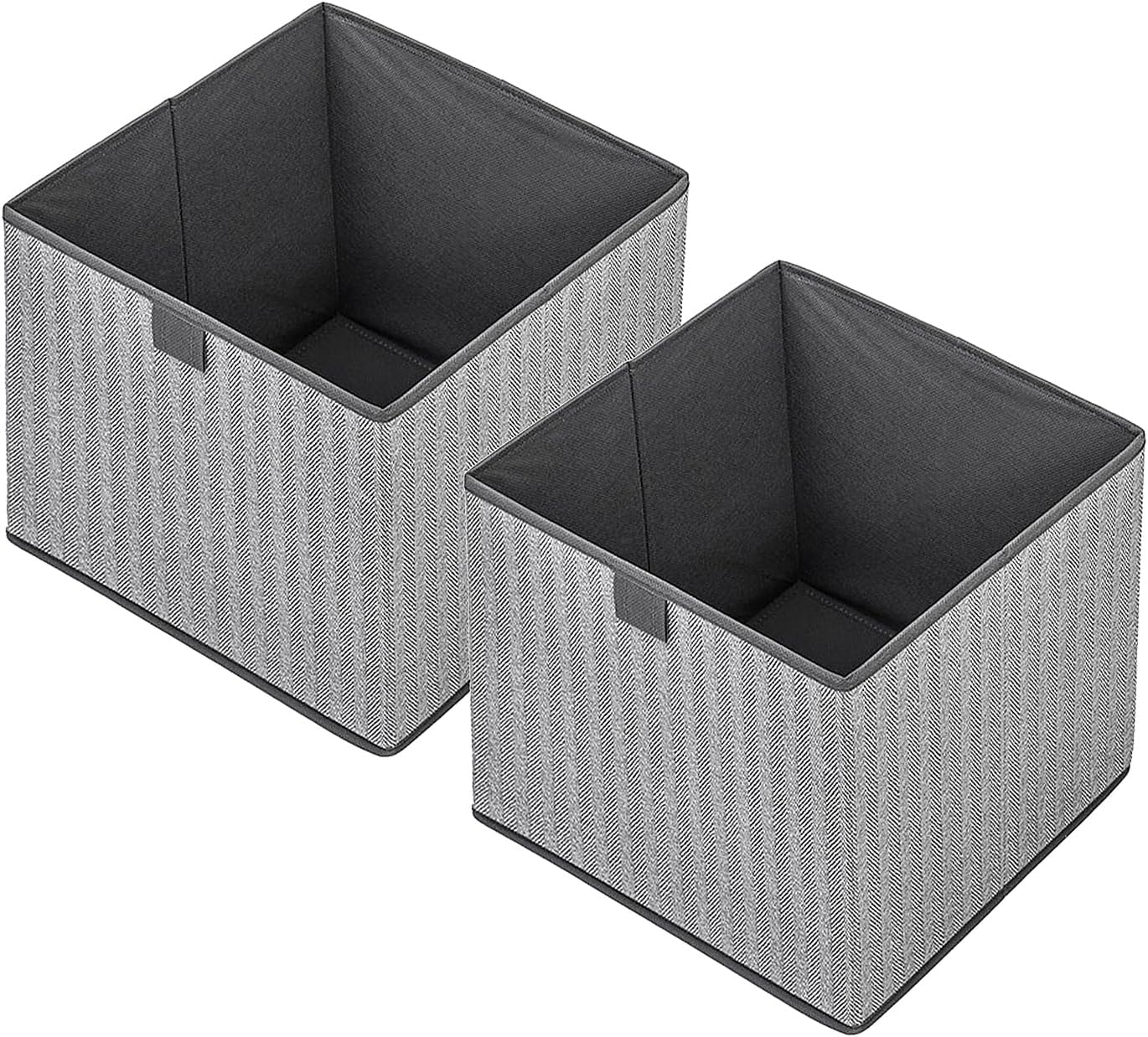 Storage Baskets, 11.8-Inch Woven Fabric Bins, Storage Cubes with Reinforced Handles, Organizer Bins for Closet Shelves, Foldable, for Toys, Clothes, Natural Beige (2PCS/Grey-11.8*11.8*11.8inch)