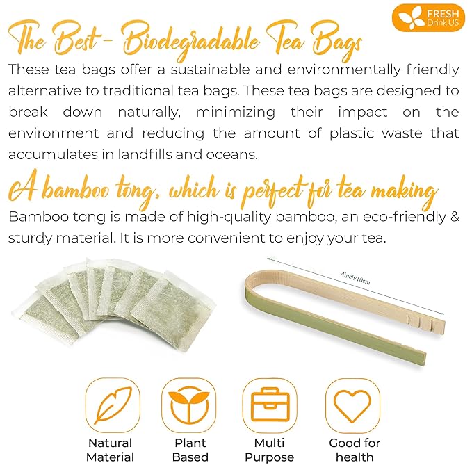 FreshDrinkUS, Premium 135 Tea Bags Corn Silk Tea, 100% Natural & Pure from Corn Silk. Herbal Tea. Clean Ingredients. Made with Natural Material Tea Bags. No Sugar, No Caffeine, Vegan.