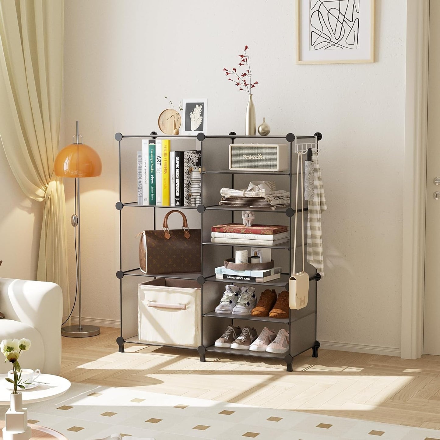 AWTATOS Closet Organizer 6 Cube Storage Shelves Portable Closet Clothes Organizers and Storage Stackable Cubby Shelving for Closet Bedroom Living Room Grey