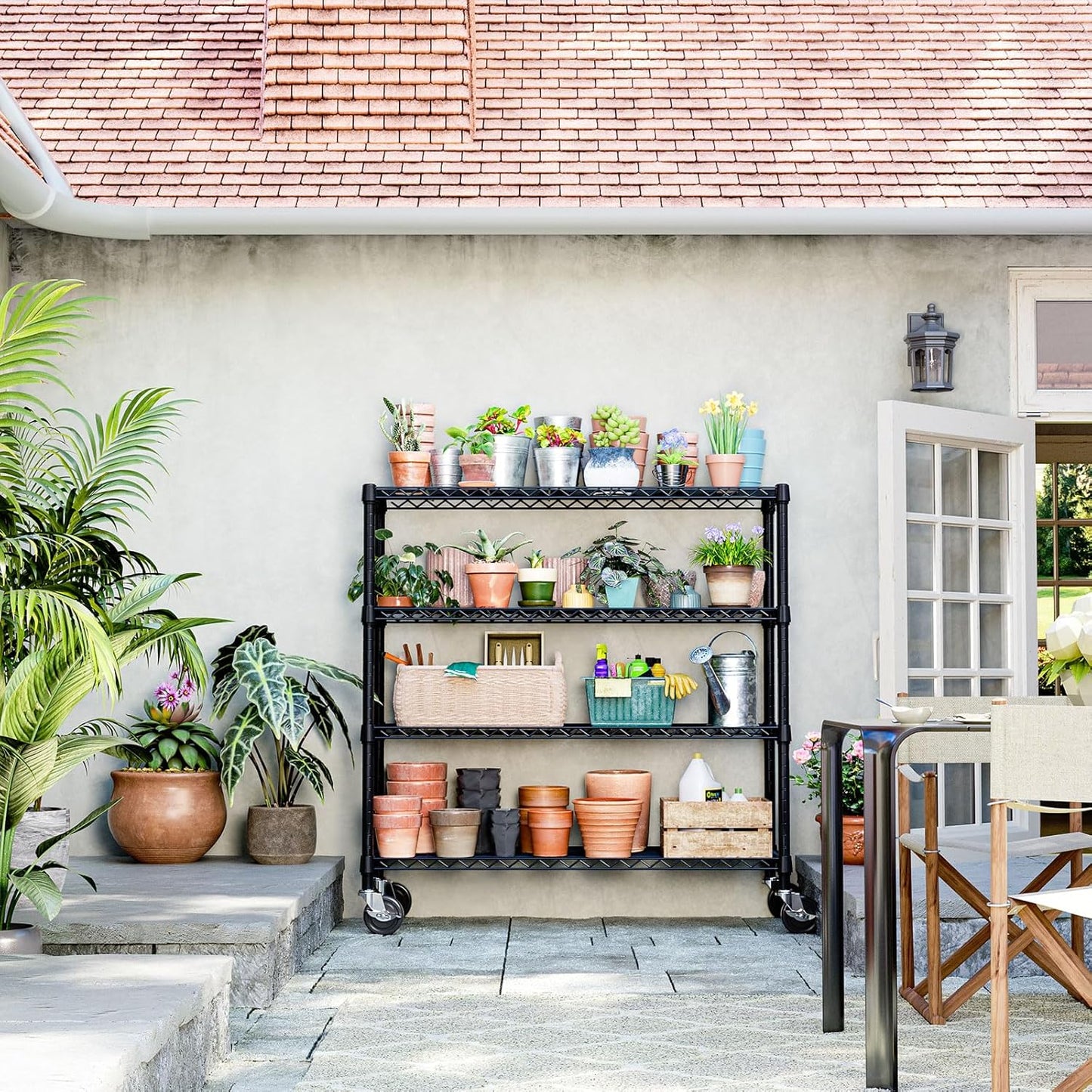 IZEUK 4-Tier Adjustable Heavy Duty Metal Storage Shelving Unit, Wide Utility Rack Organizer for Garage, Kitchen, Office, Basement, Warehouse (Black, 15.7" D x 33.5" W x 70.5" H)