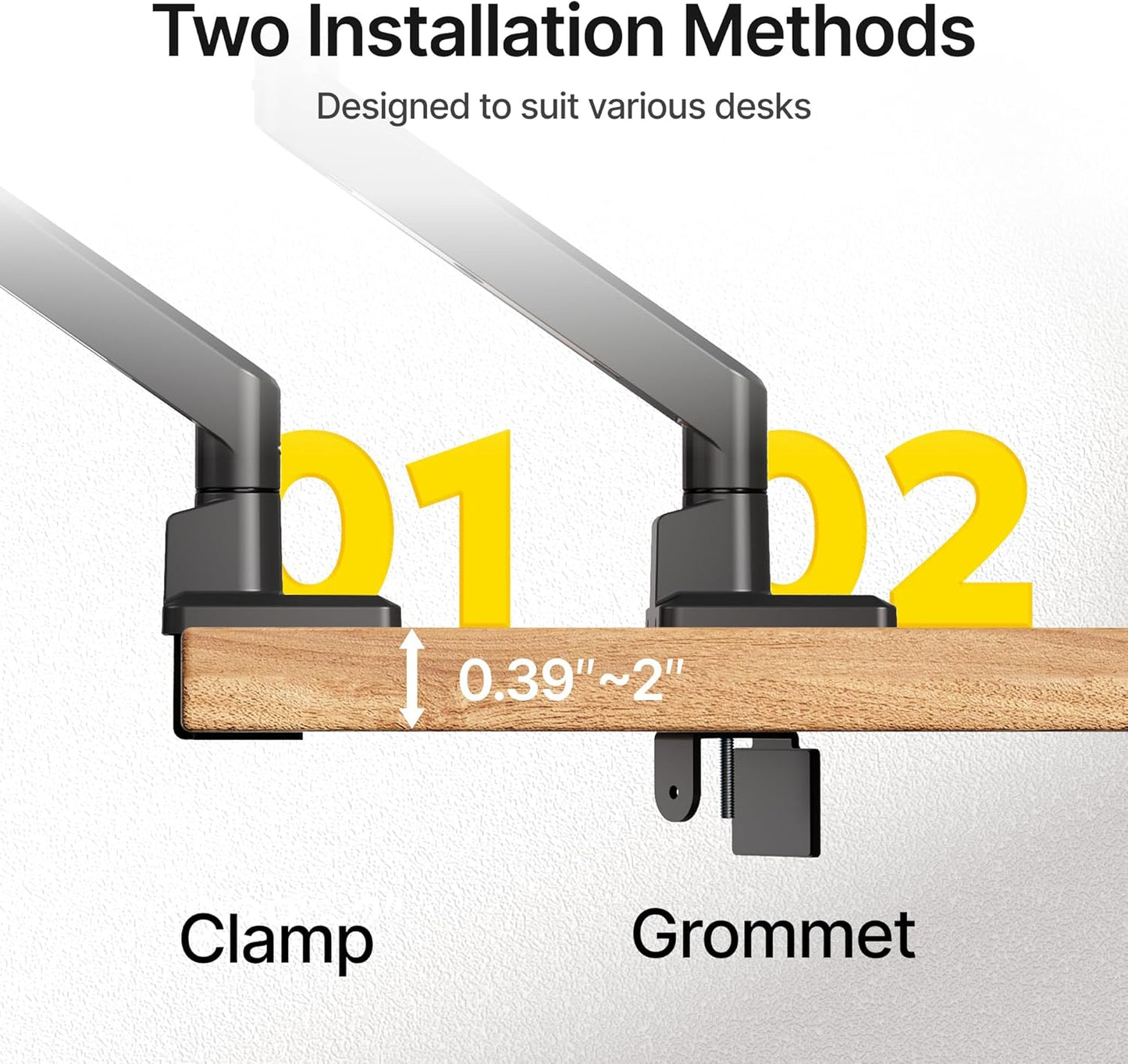 monTEK Single Monitor Arm for Max 45 Inch Ultrawide Screens Adjustable Monitor Desk Mount Holds 35 Lbs Cable Management with Clamp/Grommet Desk Mount, VESA 75/100mm, MA1007BK