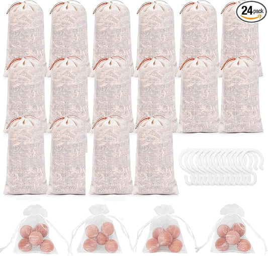 Homode Cedar Blocks for Clothes Storage, Cedar Balls and Cedar Chips for Closets and Drawers, Scented Cedar Sachets Bags Closet Air Freshener, 24 Pack