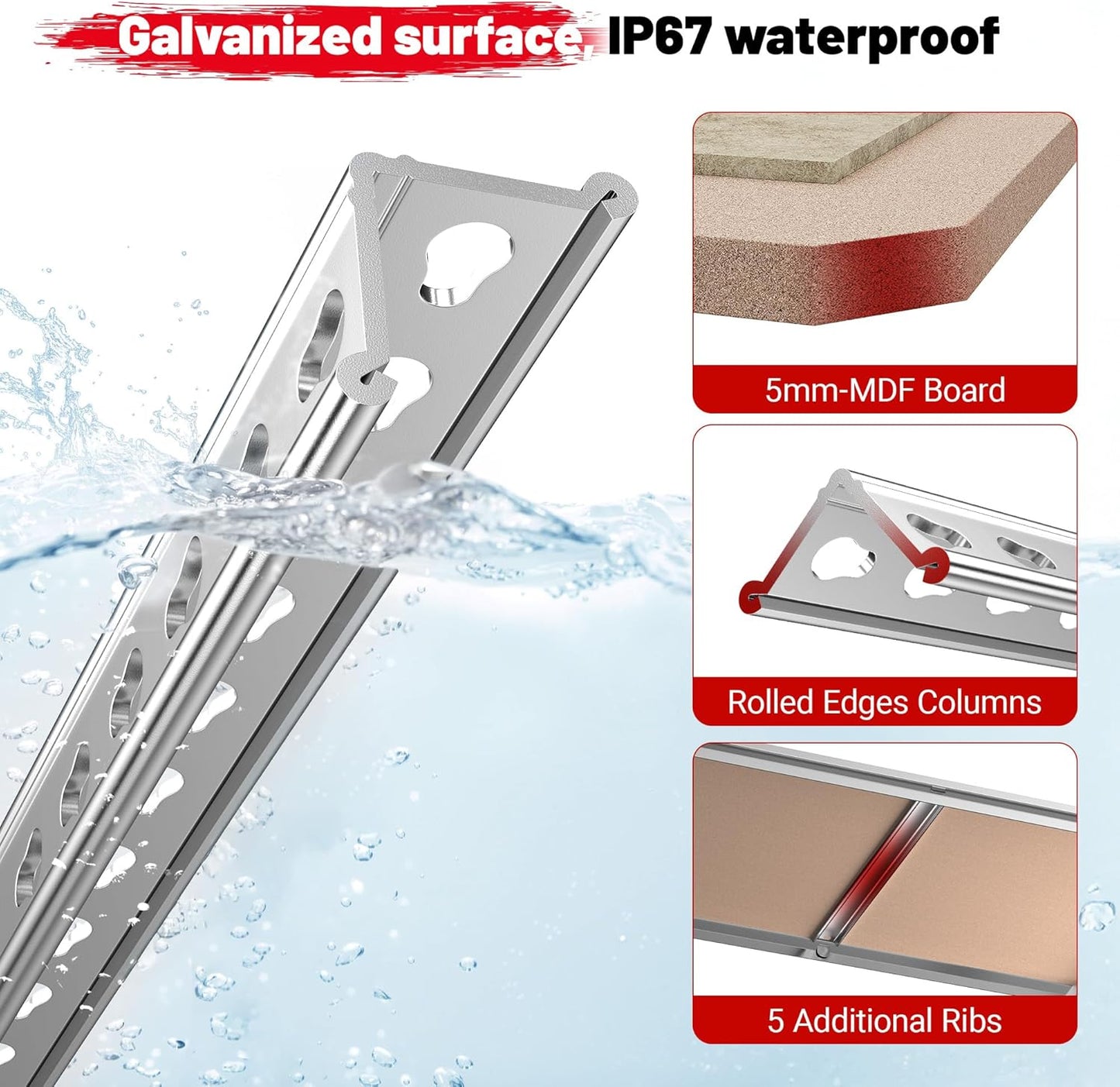 REIBII 2020LBS Garage Shelving Heavy Duty Metal Shelving 5 Tier Storage Shelves, Garage Shelves for Basement, Warehouse, Pantry, Closet, Kitchen, 72" H x 35.55" W x 16" D, Galvanized, 2 Pack