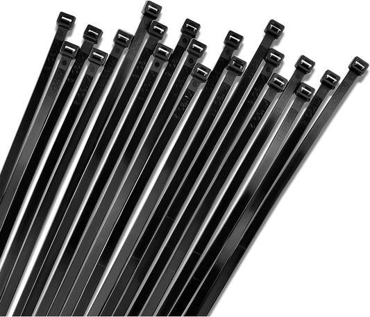 Bolt Dropper 11" Black Cable Ties, 1000 Pack, 50 lbs Tensile Strength - Heavy Duty Zip Ties, Self-Locking Premium Nylon Tie Wraps for Indoor and Outdoor Cable Management (Black)