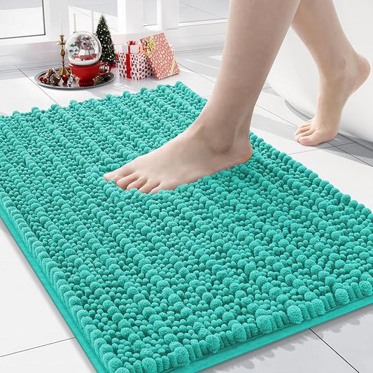 Arotive Luxury Chenille Bathroom Rug Mat, Extra Soft Thick Absorbent Shaggy Bath Rugs, Non-Slip Machine Wash Dry, Plush Bath Mats for Bathroom, Shower and Tub, 30x17, Teal