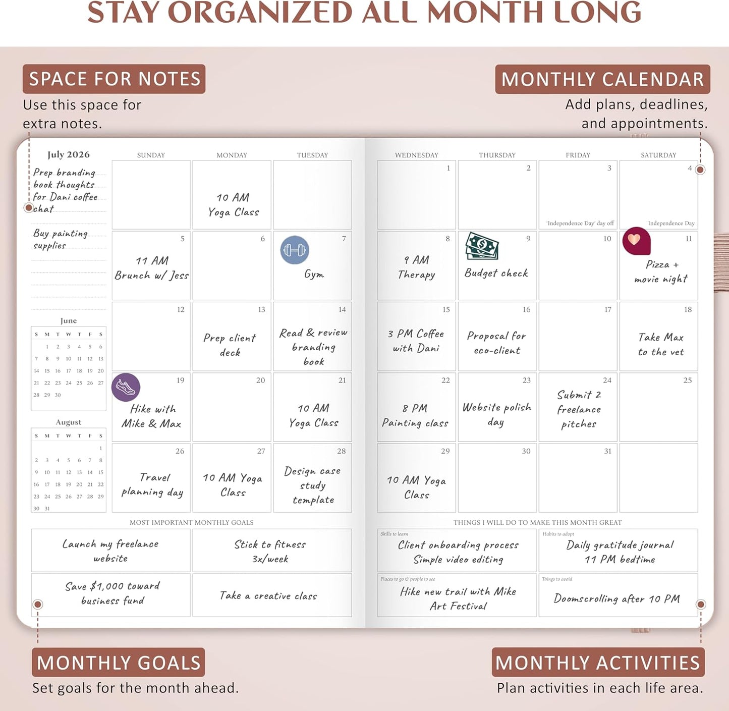 Legend Planner PRO Dated Jan 2026-Jan 2027 – Deluxe Weekly & Daily Organizer with Time Slots. Appointment Book Journal for Work & Time Management, A4 Hardcover (Rose Gold)