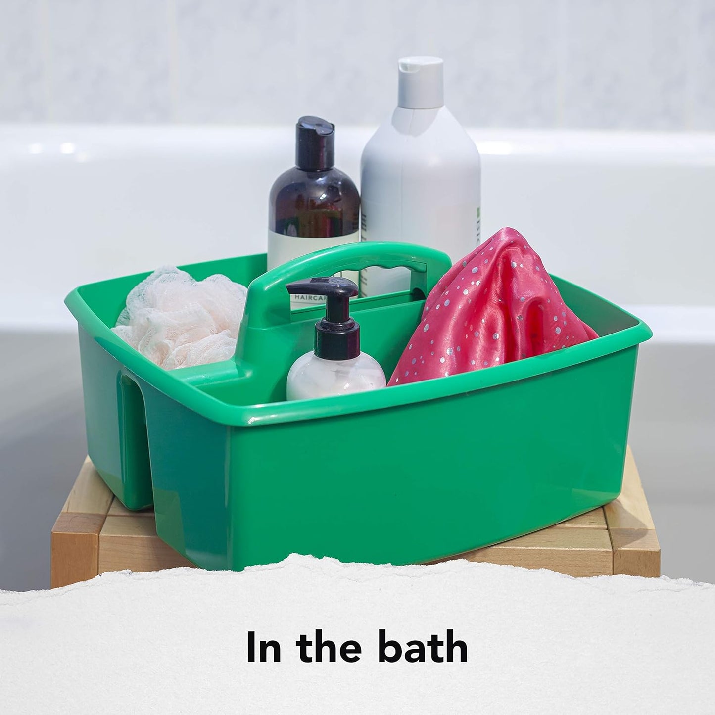 Storex 2-Compartment Large Caddy – Multipurpose Classroom Organizer with Handle, Green, (00956U06C) (Pack of 6)