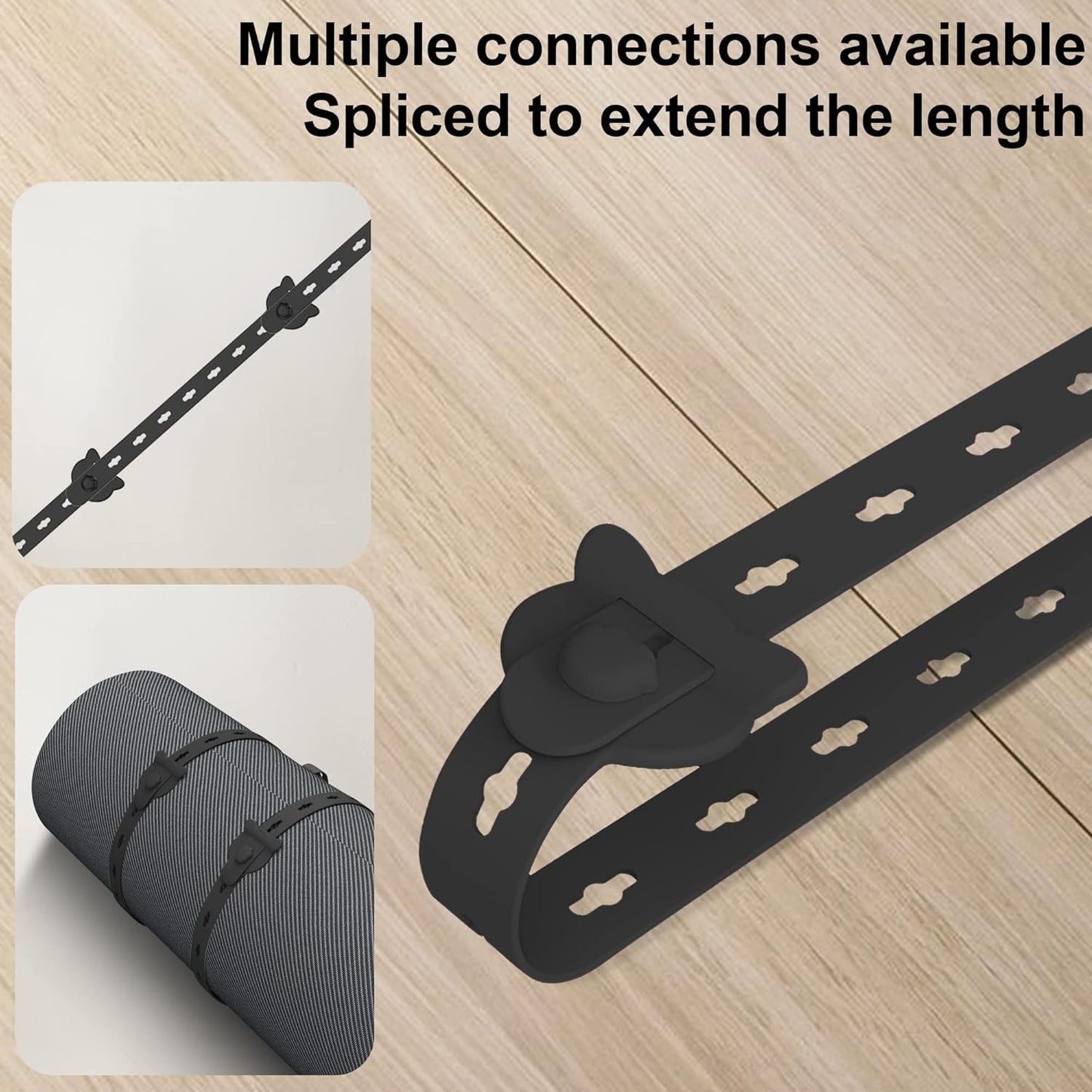 Nearockle 12Pcs Reusable Cable Ties, 10x0.6inch Elastic Silicone Cord Organizer Straps for Bundling and Organizing Cable Wires, Extendable Cable Management in Home, Kitchen, Closet, Office(Black)