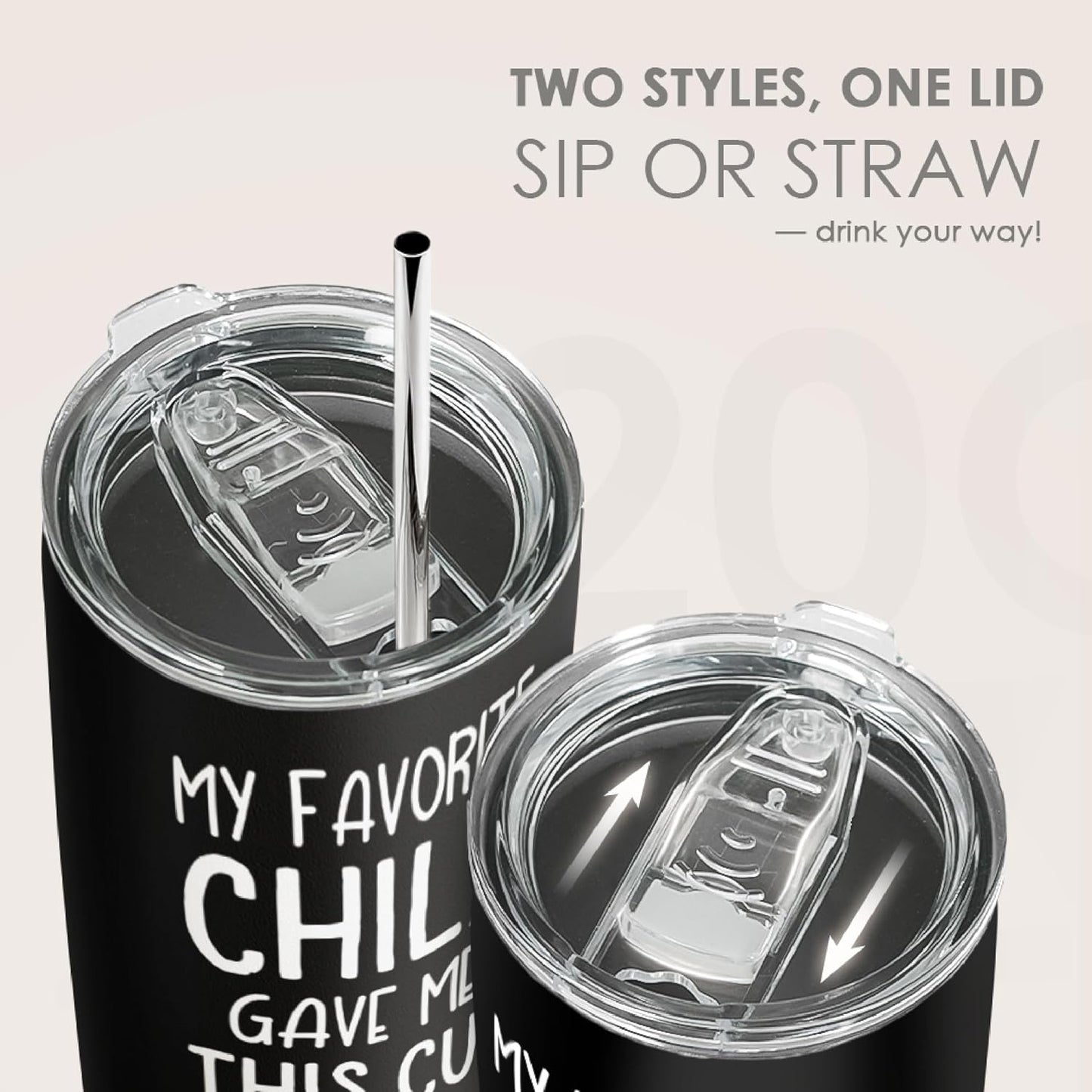 SANDJEST 20oz Stainless Steel Tumbler Gifts for Dad from Daughters Sons Insulated My Favorite Child Gave Me This Cup Travel Mug Christmas Father's Day