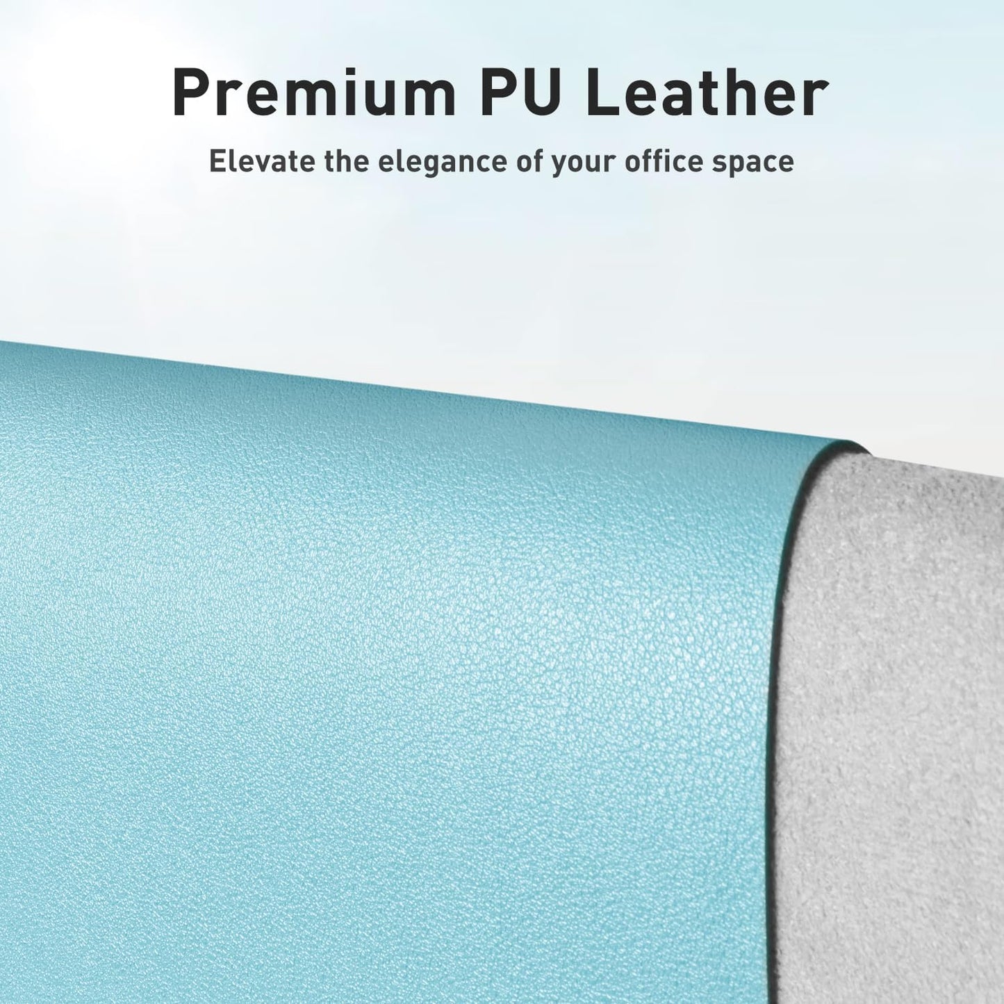 Aothia Faux Leather Desk Mat – Large Mouse Pad, Non-Slip PU Leather Blotter, Waterproof Writing Surface for Office and Home (Blue Topaz, 47.2" x 23.6")