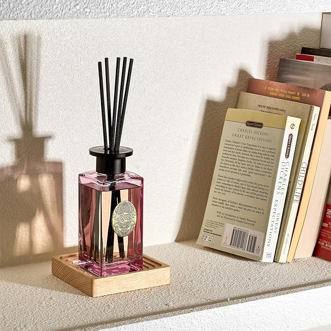 M&SENSE 6.3 oz Large Reed Diffuser Set | Ginger & Ylang Ylang Scent Oil Diffuser with Sticks | Hotel Collection Non-Toxic Essential Oil |for Bedroom Bathroom Living Room