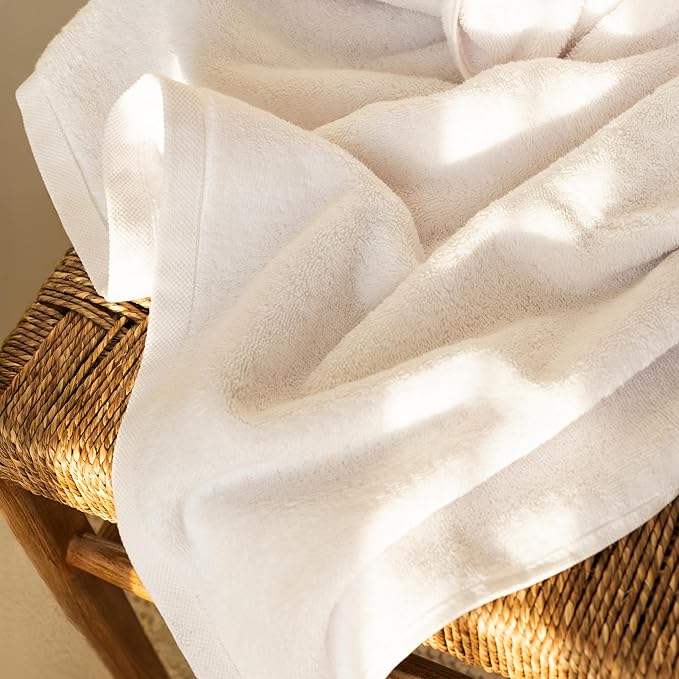 SALBAKOS 100% Turkish Cotton Jumbo Bath Sheet Towel Oversized 40x80 inch | Premium Hotel & Spa Quality, Soft, Absorbent, XL Bath Towels | Made in Turkey (Pack of 1, White, Jumbo Bath Sheet)