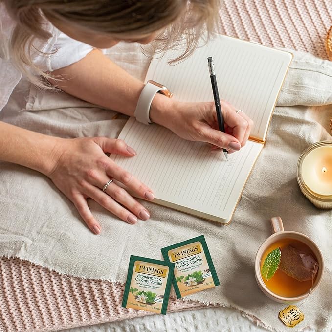 Twinings Peppermint & Creamy Vanilla Herbal Tea Individually Wrapped Bags, 20 Count (Pack of 2), Formerly Buttermint, Naturally Caffeine-Free, Enjoy Hot or Iced