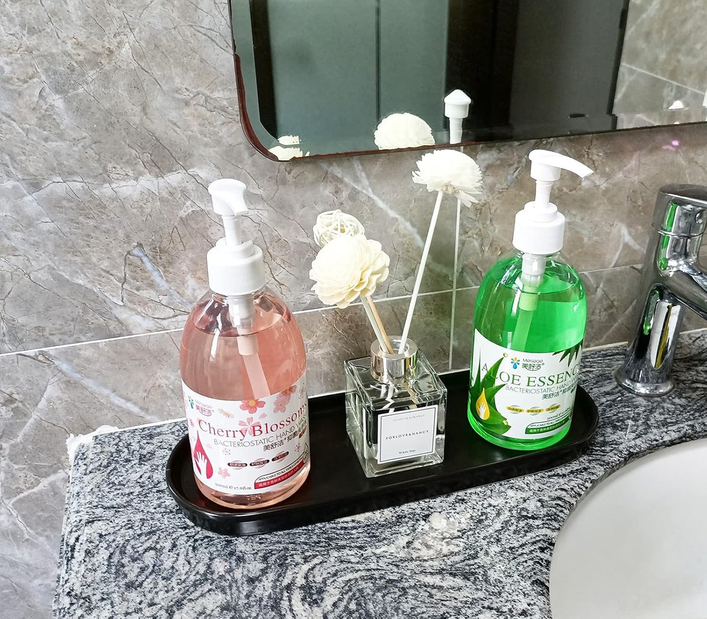 Simple Style Ceramic Sink Tray - Bathroom and Kitchen Counter Tray (Black)