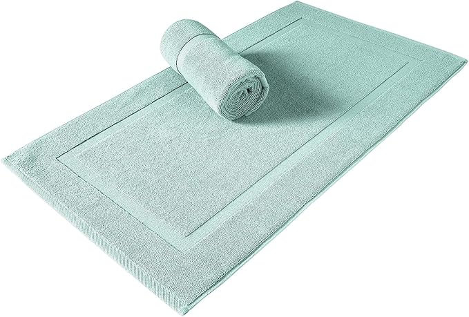 SALBAKOS 100% Turkish Cotton Bath Mat Set 2-Piece - 20x34 inch, Premium Quality Hotel Collection, Soft, Absorbent, Long Lasting, Durable Bathroom Rugs | Made in Turkey (Seafoam Green, 2 Bath Mats)