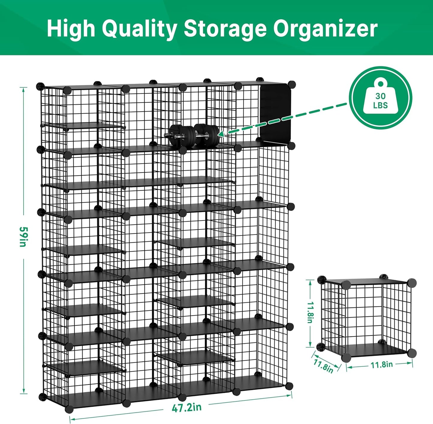 Wire Cube Storage Organizer, 20 Cubes Converted into 23 Cubes, Sturdy Metal Grids Storage Shelf Closet Shelving Units and Storage, Shelves for Bedroom LIvingroom Office