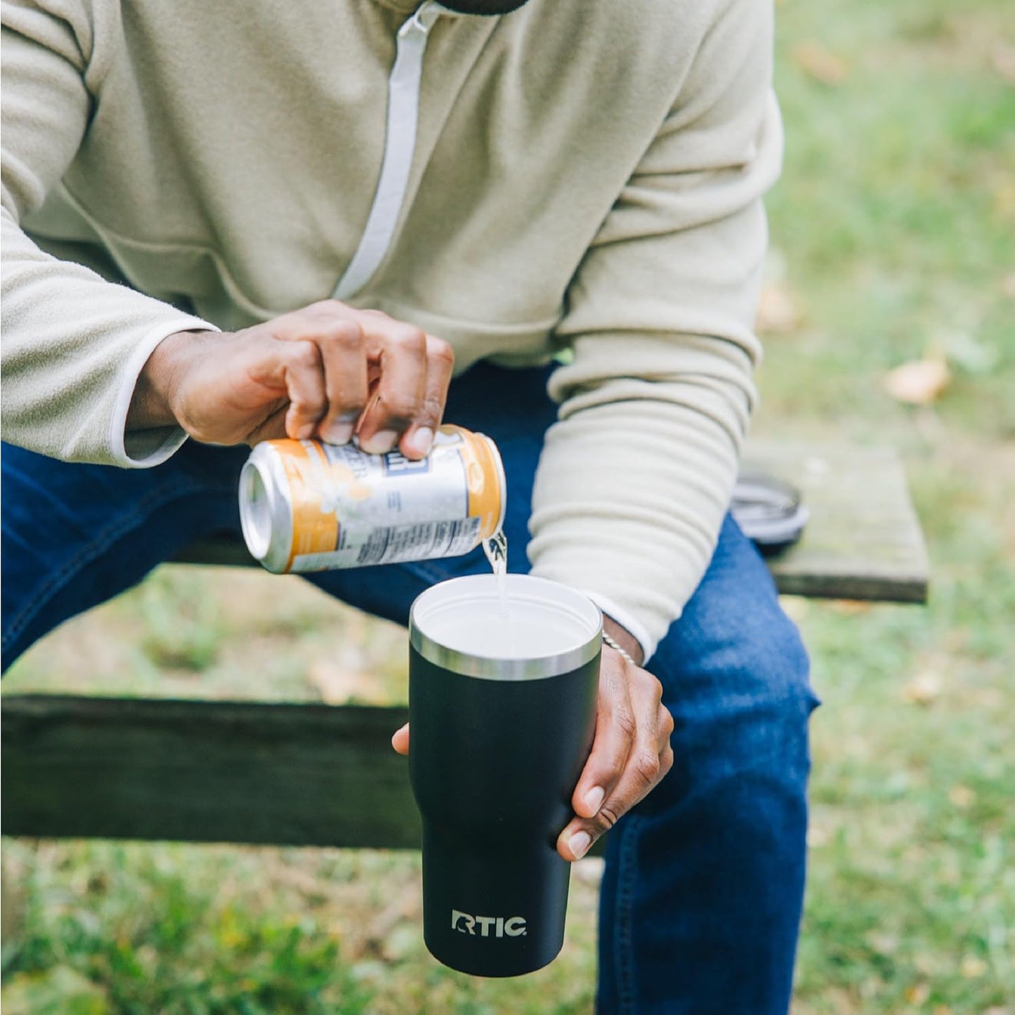 RTIC 20oz Essential Tumbler with Lid, Insulated, Stainless Steel, Metal, Double Wall Vacuum-Insulation, Ceramic Lined, Travel Cup for Iced Coffee, Tea, Hot and Cold Drink, Midnight Dust Metallic