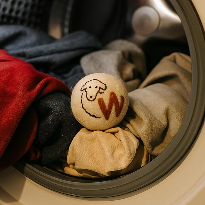 Woolly’s Wool Dryer Balls (Pack Of 6) | 100% Pure New Zealand Wool | Reduces Drying Time up to 40% | Chemical-Free Fabric Softener