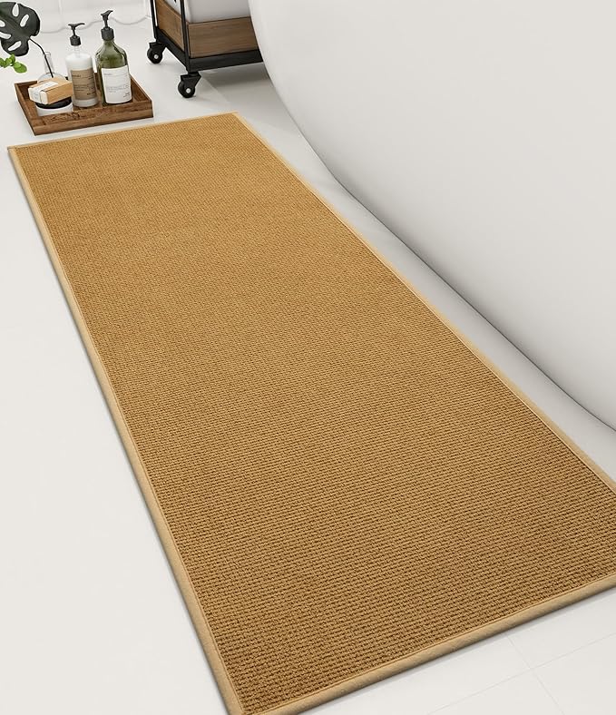 YIHOUSE Bathroom Rugs Mat 16x47, Non Slip Quick Dry Bath Mats for Bathroom Absorbent Ultra Thin Bath Rugs Machine Washable Fit Under Door for Sink, Cabinet, Laundry (Yellow, 16"x47")