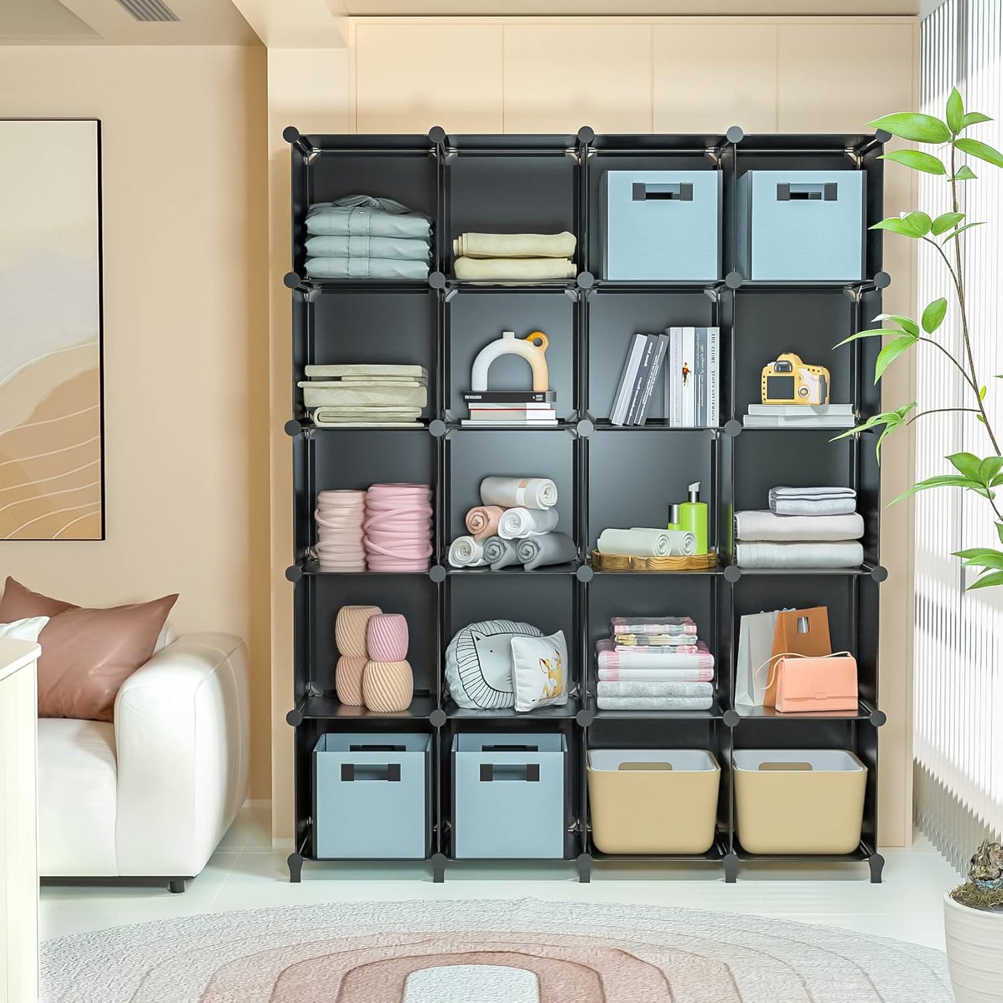 12 Cube Storage Organizer for Clothes, DIY Portable Closet Shelves Clothing Storage for KidsShelves Clothing Storage for Kids