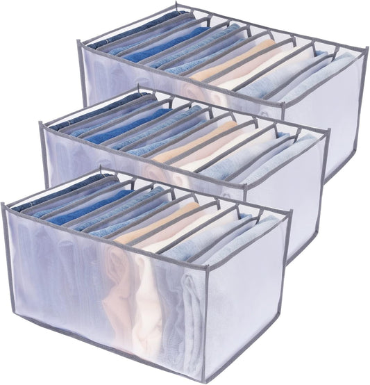 Upgraded Wardrobe Clothes Organizer, TIGARI Drawer Dividers for Clothes, Drawers Organizer for Clothes, Compartment Storage Box for Bedroom Dorm Room(Gray, 9 Grids)