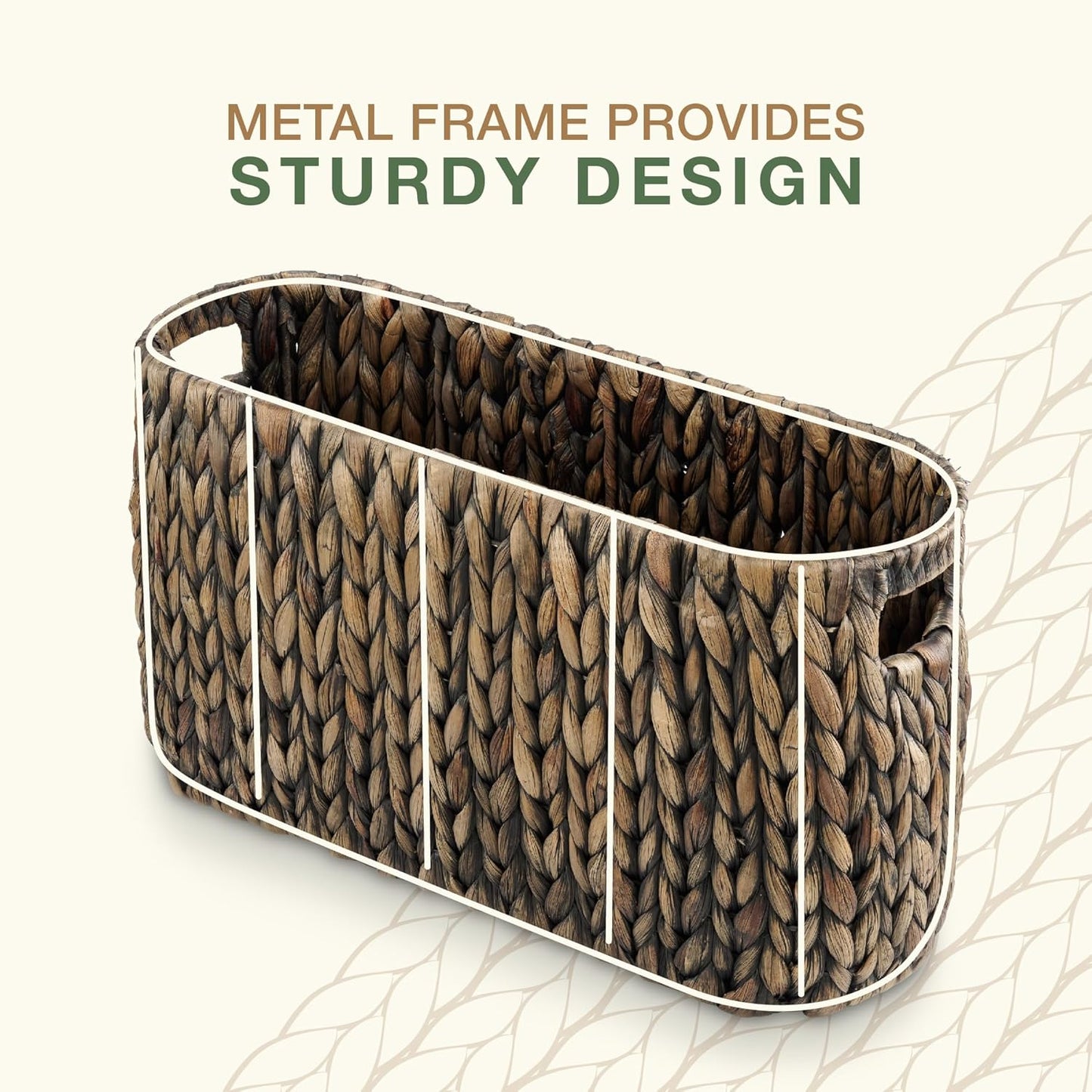 Toilet Paper Storage Basket, Toilet Paper Holder with Storage for Up to 8 Rolls, Coastal Bathroom Decor, Rattan Bathroom Accessories (Black Hyacinth, 6 Mega Rolls)