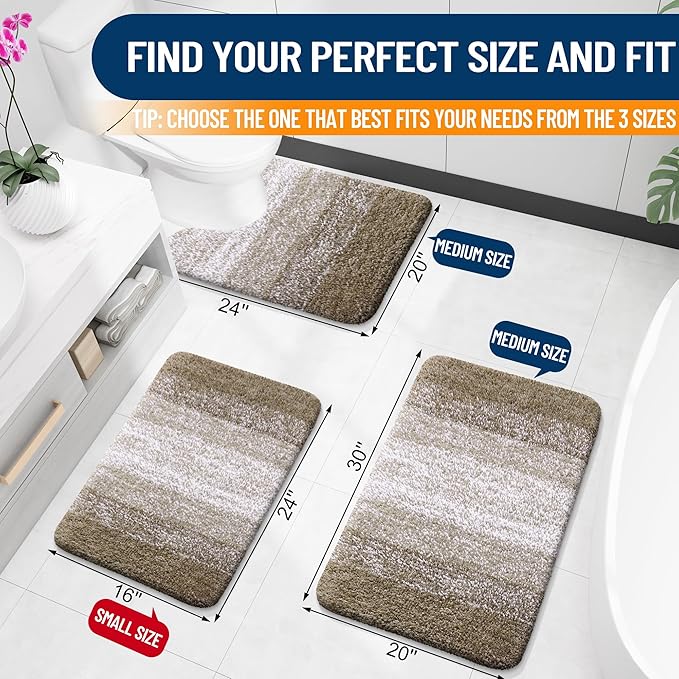 OLANLY Bathroom Rugs Mat 24x16, Extra Soft Absorbent Microfiber Bath Rugs, Rubber Backing, Quick Dry, Machine Washable Bath Mats for Bathroom Floor, Tub and Shower, Home Decor Accessories, Coffee