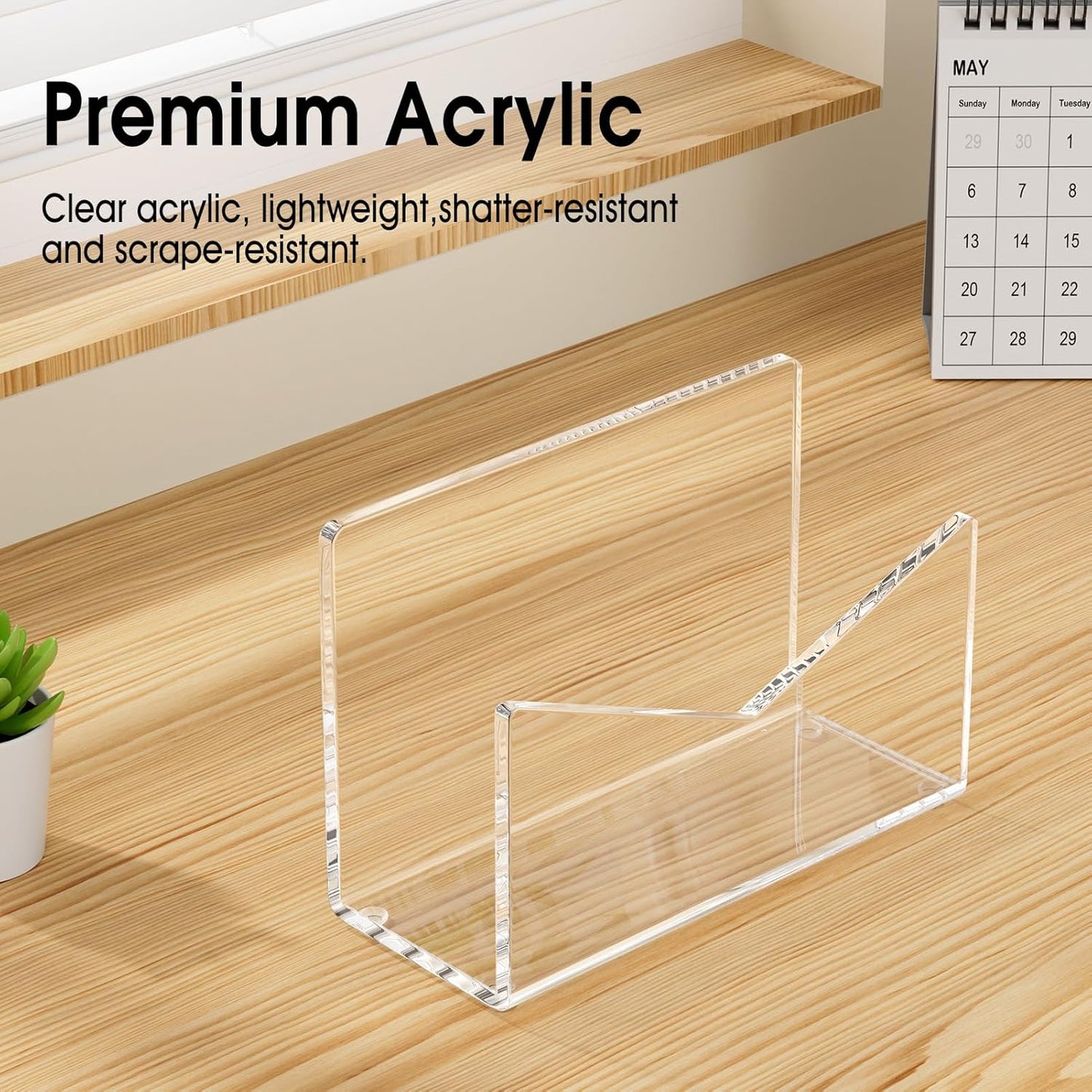 KTRIO Acrylic Mail Holder, Clear Mail Organizer Countertop, Letter Envelope Holder for Desk, Mail Sorter Letter Stand for Home Office School