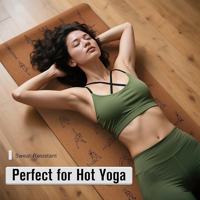 Premium Cork Yoga Mat 1/4 & 2/5 Inch Thick 72 x 26 in, Thick Cork and TPE Non Slip Yoga Mats for Women Men, Sweat Proof Eco-friendly, Great for Hot Yoga & Workouts