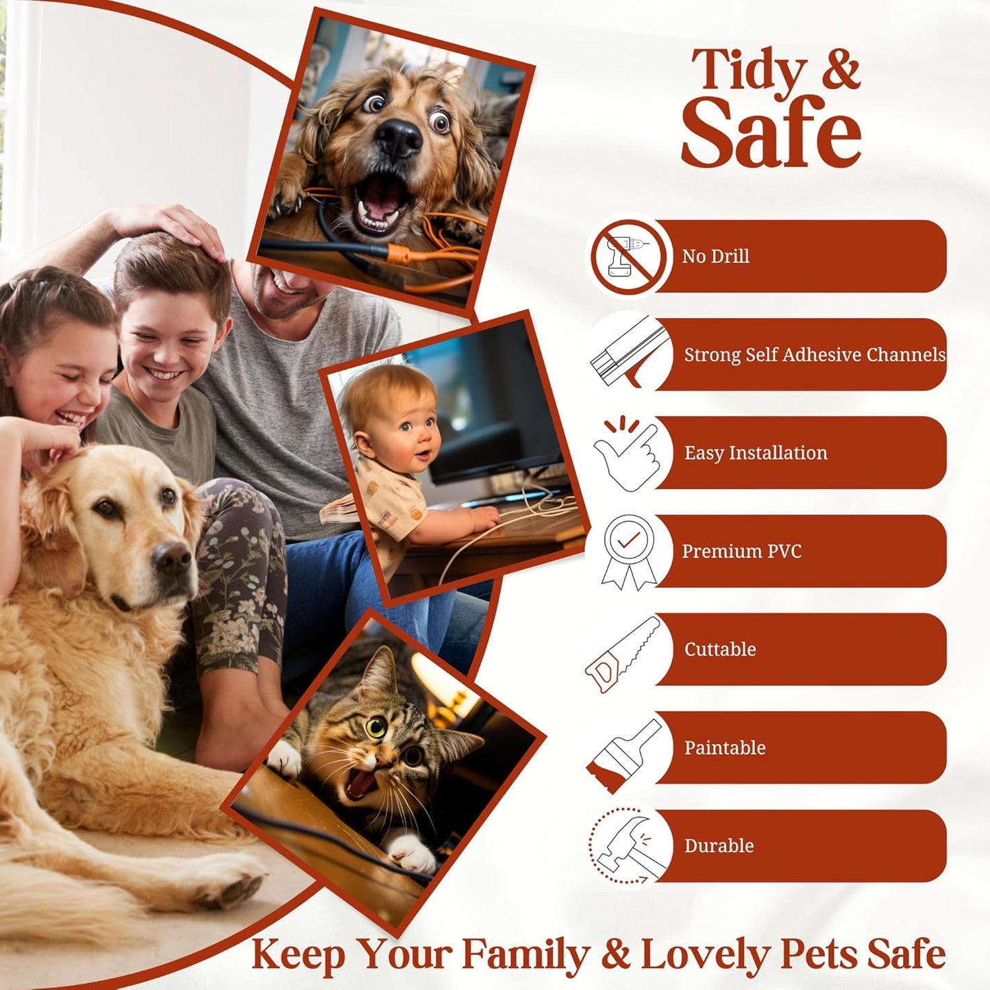 Ethernet Cable Cover Cord Hider - 315in One-Cord Covers for Wires on Wall, Hide Wires Along Wall, Baby Proof Cable Raceway, Electrical Cord Management, Wire Conduit, Hide Extension Cord, Wire Molding