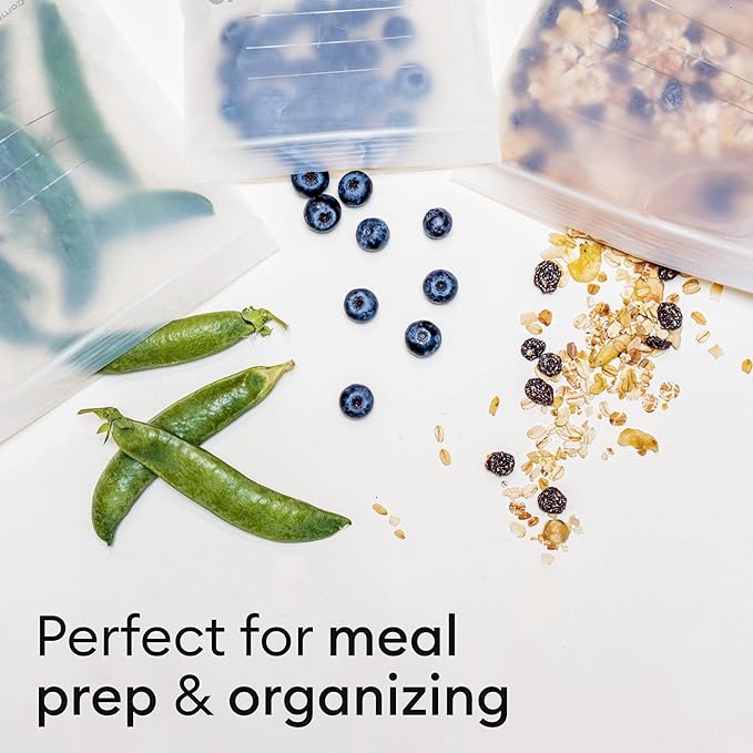 Vove Compostable Storage Bag Bundle, 140 Count Multi-Size S/M/L/XL – Freezer Safe, Resealable, Non Toxic Bags for Food, Meal Prep & Snacks, Plastic-Free Eco Bags