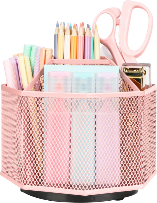 Exerz Desk Organiser/Mesh Desk Tidy Candy/Pen Holder/Multifunctional Organiser 360 Rotating