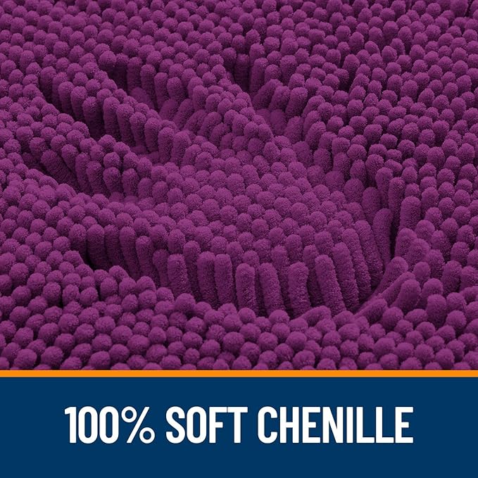 OLANLY Toilet Rugs U-Shaped 24x20, Extra Soft Absorbent Chenille Contour Bathroom Rugs for Toilet, Dry Quickly, Machine Washable, Non-Slip Bath Mat, Purple