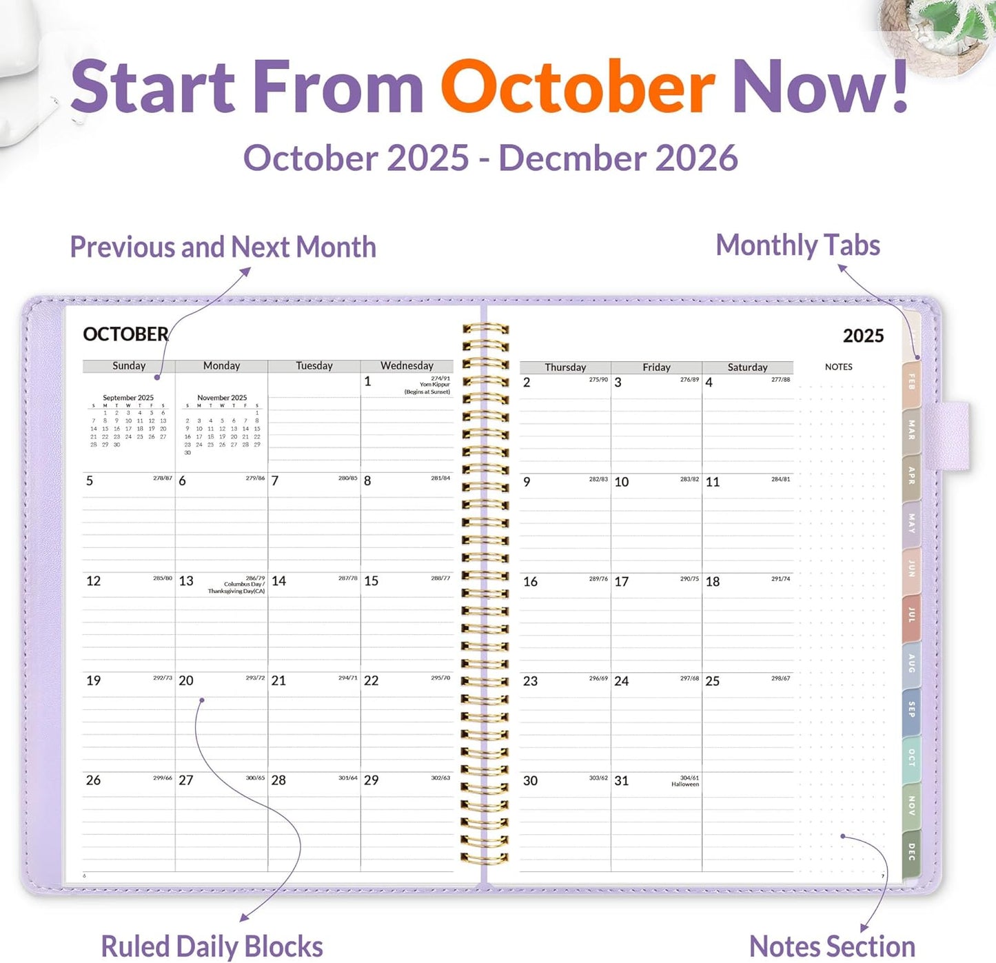 SUNEE 2026 Weekly & Monthly Planner 9"x11.2"- 12 Month (January 2026 - December 2026), Vegan Leather Cover, Pocket, Bookmark, Notes, Monthly Tab, Purple