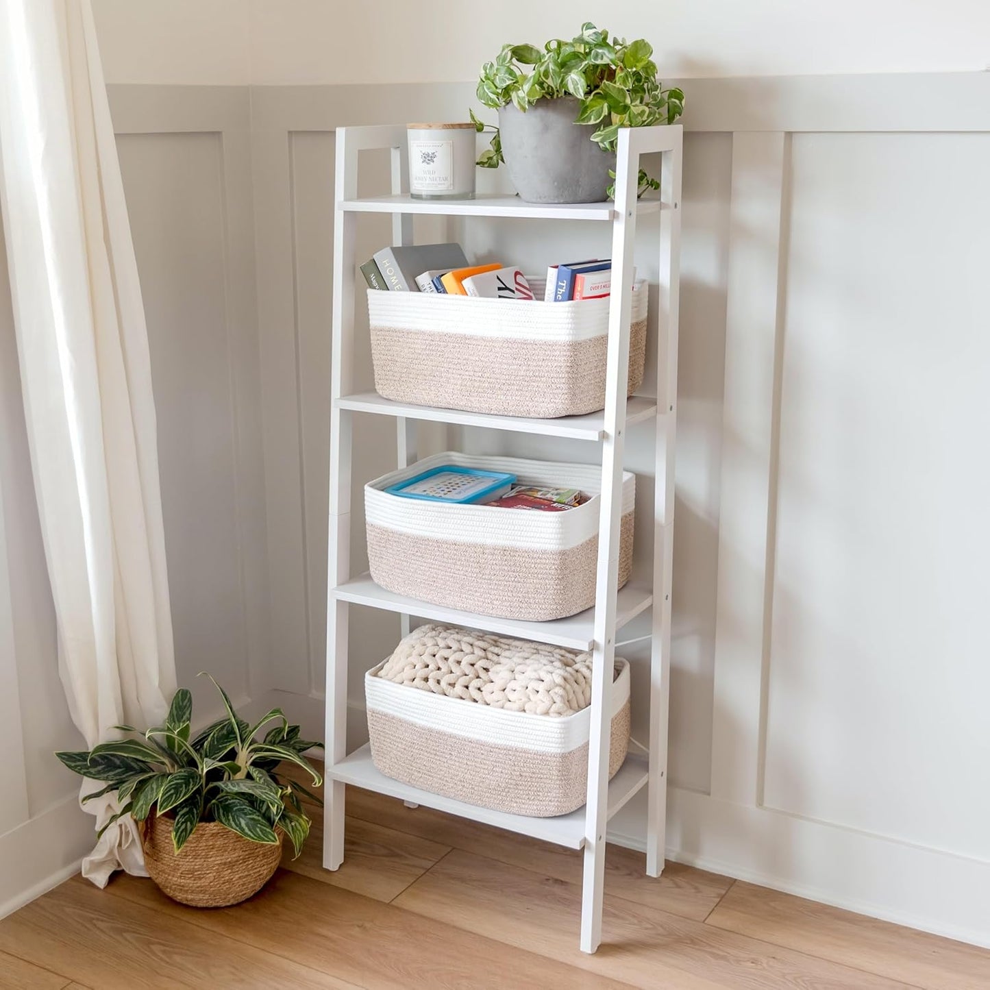 NaturalCozy Storage Baskets 16.8”x13”x7.6” Cotton Rope Woven Baskets for Organizing 3-Pack | Toy Storage Bins | Basket for Shelves, Laundry, Blanket, Clothes, Closet, Kitchen, Bathroom, Gifts