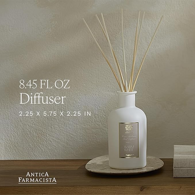 Antica Farmacista Home Ambiance Diffuser - Long-Lasting Reed Scent Diffuser - Luxury Room Freshener Gift - Warm White, 8.45 fl oz