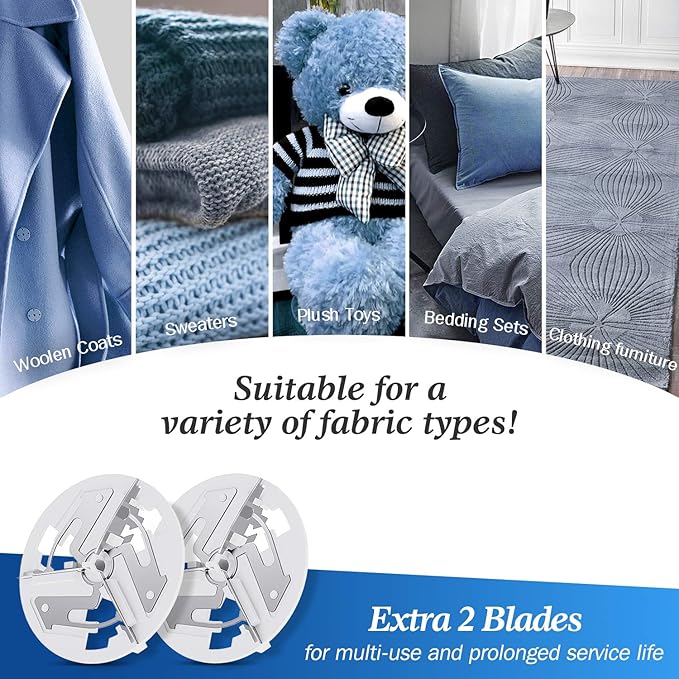 BEAUTURAL Fabric Shaver and Lint Remover, Sweater Defuzzer with 2-Speeds, 2 Replaceable Stainless Steel Blades, Battery Operated, Remove Clothes Fuzz, Lint Balls, Pills, Bobbles