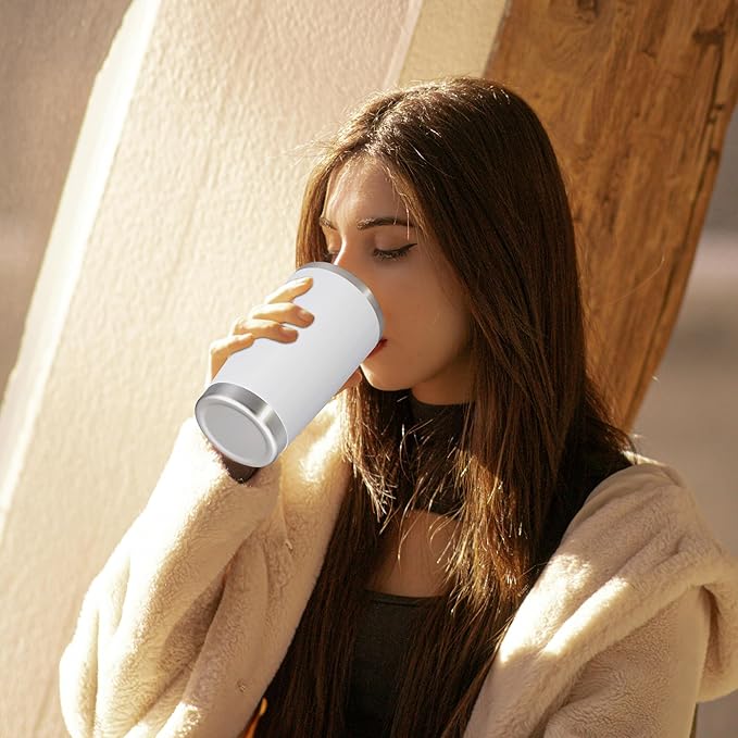 20 oz Tumbler with lid Double Wall Vacuum Insulated Tumblers Stainless Steel Coffee Mug Travel Coffee Tumbler Powder Coated Tumbler Cup Keep Hot&Cold - (White 6 Pack)