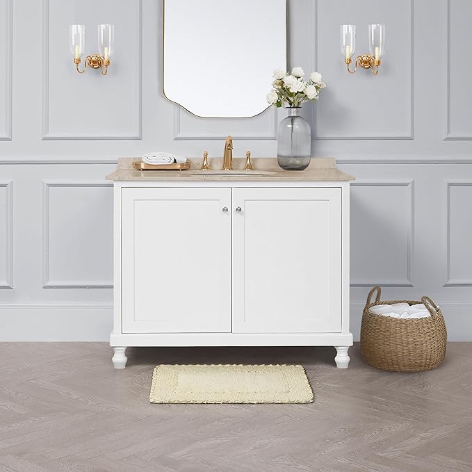 Laura Ashley Ruffle Border 100% Cotton Bath Rug, Yellow, 17"x 24"