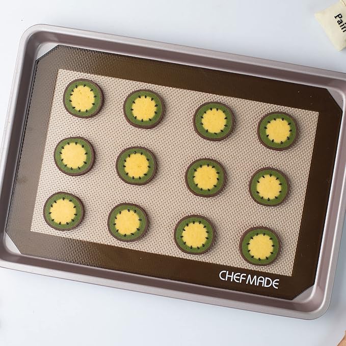 CHEFMADE 13-Inch Silicone Baking Mat with Measurements, Non-stick Heat Resistant Rolling Dough Mat, for Pastry,Pizza, Fondant and Pie Crust Making 8.6" x 12.6" (Brown)