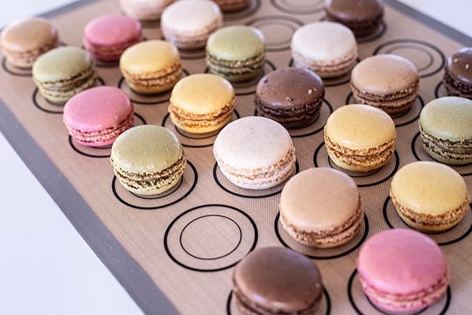 Macaron Silicone Baking Mats - Non-Stick Macaron Mat for Easy Baking | Heat Resistant & Dishwasher Safe Macaron Baking Mat | Reusable & Eco-Friendly, 1/2 Sheet Size - Pack of 4 - for Cookies & More
