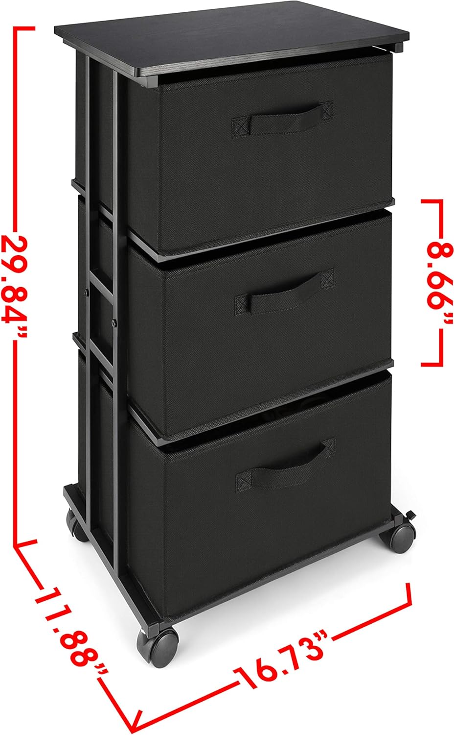 MAX Houser Dresser Storage with 3 Drawers, Fabric Dresser Tower, Vertical Storage Unit for Bedroom, Closet, Office, Black