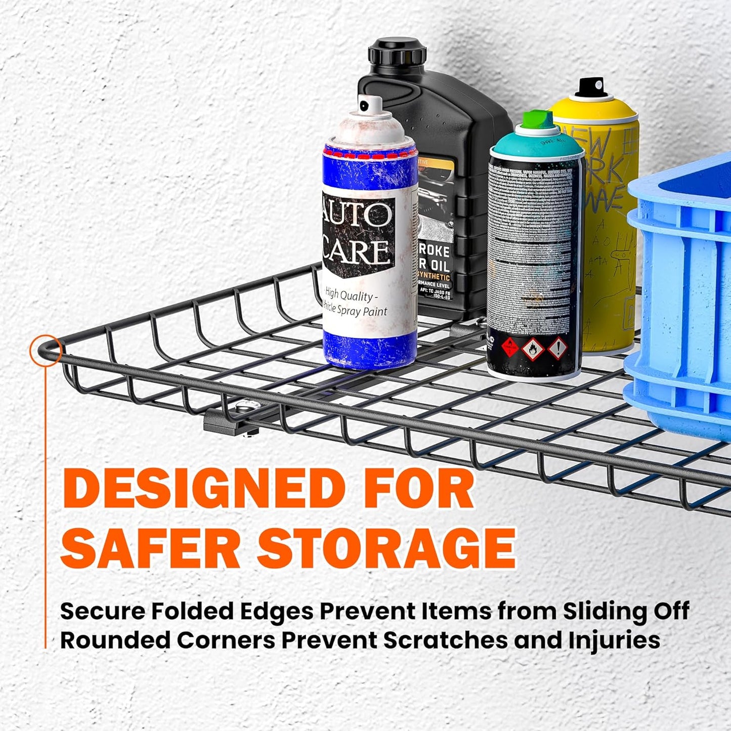 Ultrawall Wall Mounted Storage Shelf, Garage Wall Shelves 24x12 Inch, Metal Shelf Rack, Heavy-Duty Wall Organizer for Closet, Kitchen, Laundry Room 2 Pack, Black