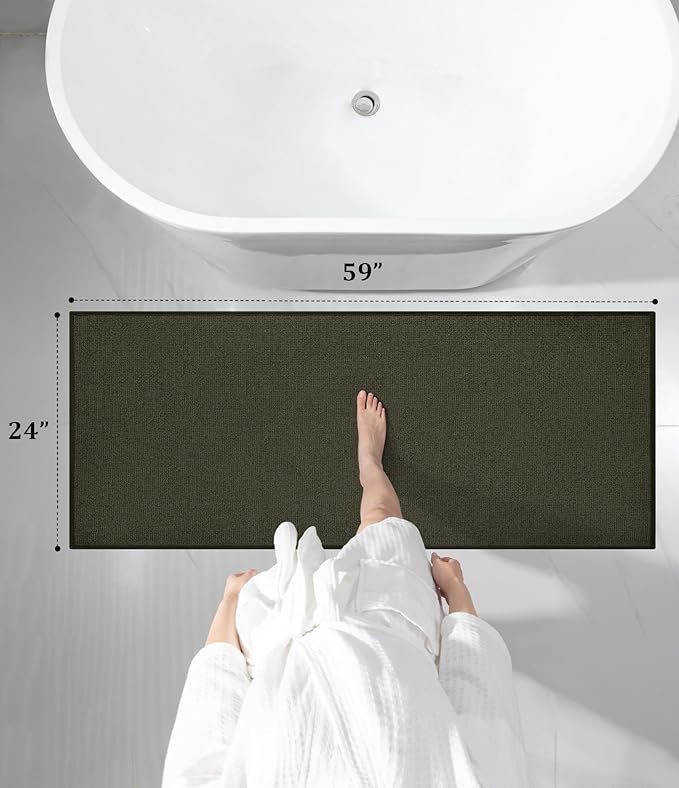 YIHOUSE Bathroom Rugs Mat 24x59, Non Slip Quick Dry Bath Mats for Bathroom Absorbent Ultra Thin Bath Rugs Machine Washable Fit Under Door for Sink, Cabinet, Laundry (Dark Green, 24"x59")