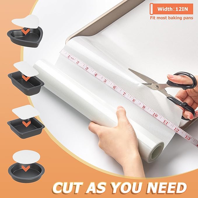 Silicone Baking Mat Roll, Non-Stick Heat Resistant Food Grade Baking Mats, Non-Slip Reusable Air Fryer Linner, Freeze Dryer Mat, Counter Mat, Oven Liner, Refrigerator Liners - 12IN x 10FT