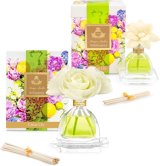 AGRARIA AirEssence & PetiteEssence Flower and Reed Diffuser Set, Luxury Home Fragrance Set, Scented Oil Reed Diffuser Gift for All Occasions