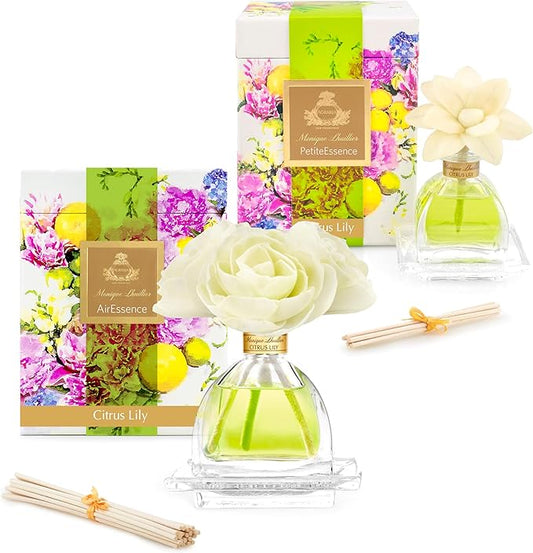 AGRARIA AirEssence & PetiteEssence Flower and Reed Diffuser Set, Luxury Home Fragrance Set, Scented Oil Reed Diffuser Gift for All Occasions