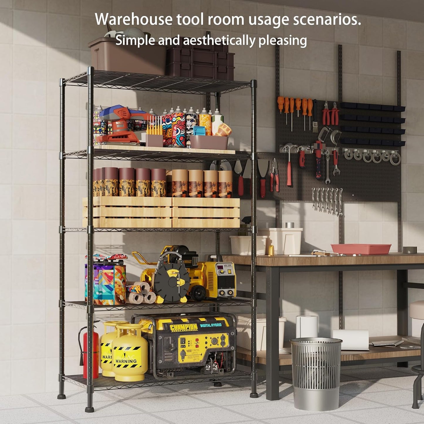 REGILLER 5-Wire Shelving Metal Storage Rack Adjustable Shelves,17.7" D×35.4" W×72.3" H Standing Storage Shelf Units for Laundry Bathroom Kitchen Pantry Closet