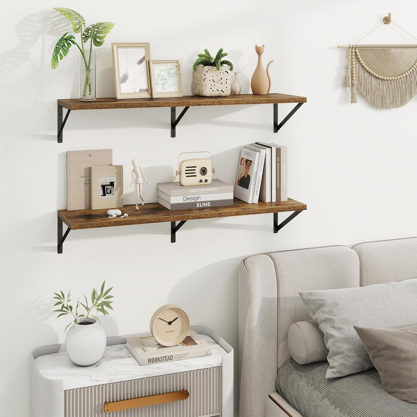 Axeman Deep Floating Shelves for Wall - 36 Inch Wide x 10 Inch Deep Floating Shelves Set of 2 -Rustic Wide Wall Shelves for Living Room Bathroom Bedroom