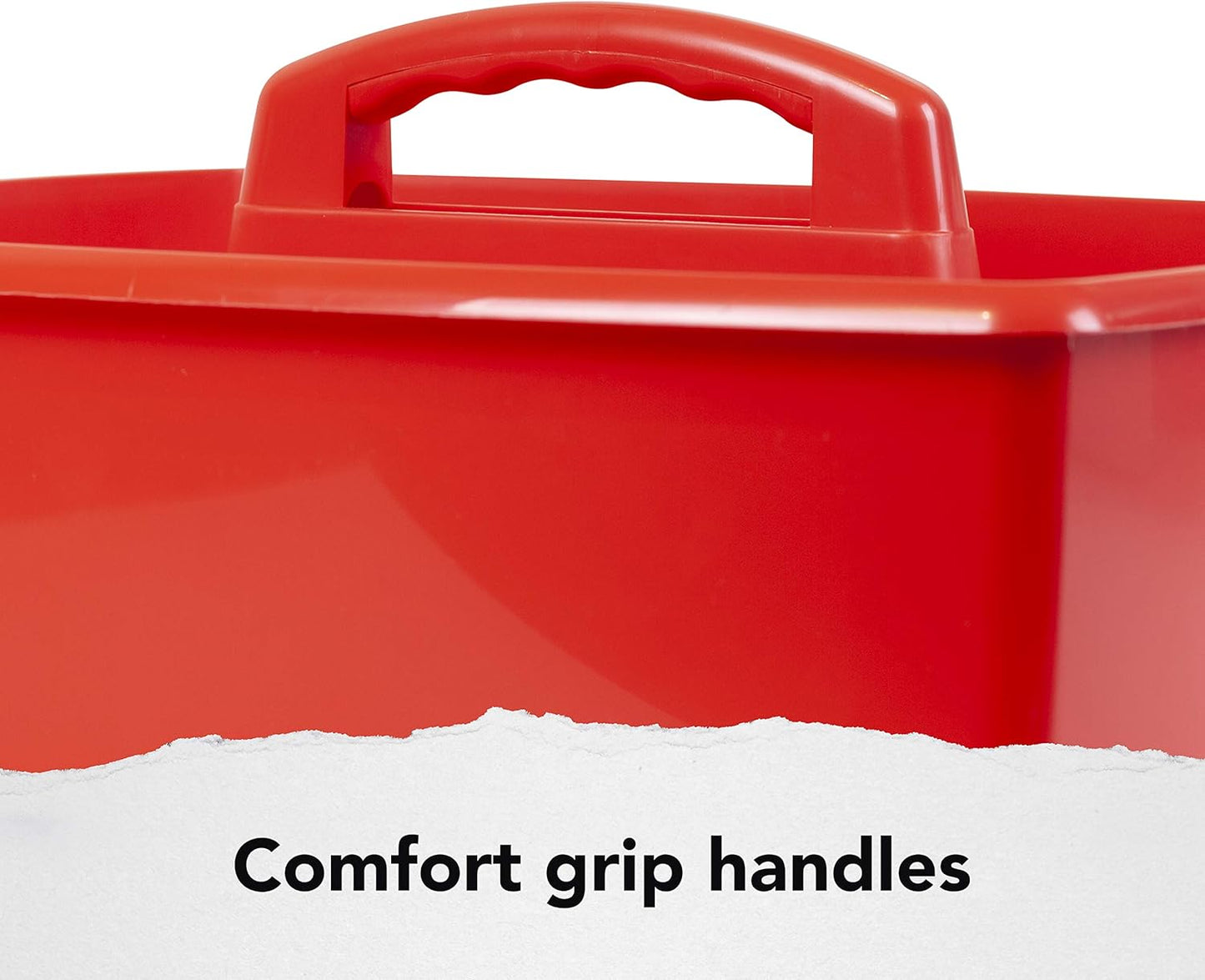 Storex 2-Compartment Large Craft Caddy – Multipurpose Classroom Organizer with Handle, Red, 1-Pack (00954C06C)